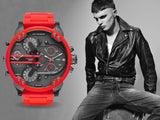 Buy Shop Diesel Mr Daddy 2.0 Chronograph Black Dial Red Silicone Strap Watch For Men - DZ7370 USA Online