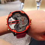 Buy Shop Diesel Mr Daddy 2.0 Chronograph Grey Dial Red Rubber Strap Watch For Men - DZ7430 USA Online