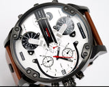 Buy Shop Diesel Mr. Daddy 2.0 Chronograph Silver Dial Brown Leather Strap Watch For Men - DZ7394 USA Online