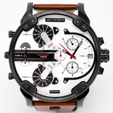 Buy Shop Diesel Mr. Daddy 2.0 Chronograph Silver Dial Brown Leather Strap Watch For Men - DZ7394 USA Online