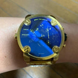 Buy Shop Diesel Mr Daddy Blue Dial Gold Steel Strap Watch For Men - DZ7347 USA Online