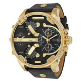 Buy Shop Diesel Mr Daddy Chronograph Black Dial Black Leather Strap Watch For Men - DZ7371 USA Online