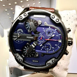 Buy Shop Diesel Mr Daddy Chronograph Blue Dial Brown Leather Strap Watch For Men - DZ7314 USA Online
