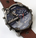 Buy Shop Diesel Mr Daddy Chronograph Blue Dial Brown Leather Strap Watch For Men - DZ7314 USA Online