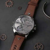 Buy Shop Diesel Mr Daddy Chronograph Grey Dial Brown Leather Strap Watch For Men - DZ7413 USA Online