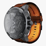 Buy Shop Diesel Mr Daddy Chronograph Grey Dial Brown Leather Strap Watch For Men - DZ7413 USA Online