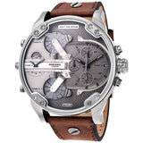 Buy Shop Diesel Mr Daddy Chronograph Grey Dial Brown Leather Strap Watch For Men - DZ7413 USA Online