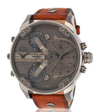 Buy Shop Diesel Mr Daddy Chronograph Grey Dial Brown Leather Strap Watch For Men - DZ7413 USA Online