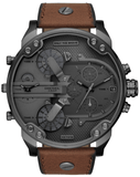 Buy Shop Diesel Mr Daddy Chronograph Grey Dial Brown Leather Strap Watch For Men - DZ7413 USA Online