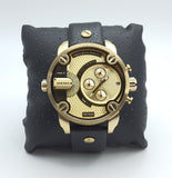 Buy Shop Diesel Mr Daddy Gold Dial Black Leather Strap Watch For Men - DZ7363 USA Online
