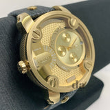 Buy Shop Diesel Mr Daddy Gold Dial Black Leather Strap Watch For Men - DZ7363 USA Online