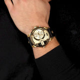 Buy Shop Diesel Mr Daddy Gold Dial Black Leather Strap Watch For Men - DZ7363 USA Online