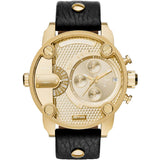Buy Shop Diesel Mr Daddy Gold Dial Black Leather Strap Watch For Men - DZ7363 USA Online
