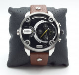Buy Shop Diesel SBA Dual Time Black Dial Brown Leather Strap Watch For Men - DZ7264 USA Online