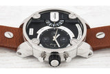 Buy Shop Diesel SBA Dual Time Black Dial Brown Leather Strap Watch For Men - DZ7264 USA Online