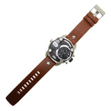 Buy Shop Diesel SBA Dual Time Black Dial Brown Leather Strap Watch For Men - DZ7264 USA Online