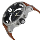 Buy Shop Diesel SBA Dual Time Black Dial Brown Leather Strap Watch For Men - DZ7264 USA Online
