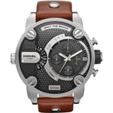Buy Shop Diesel SBA Dual Time Black Dial Brown Leather Strap Watch For Men - DZ7264 USA Online
