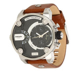 Buy Shop Diesel SBA Dual Time Black Dial Brown Leather Strap Watch For Men - DZ7264 USA Online