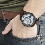Buy Shop Diesel SBA Dual Time Chronograph White Dial Brown Leather Strap Watch For Men - DZ7269 USA Online