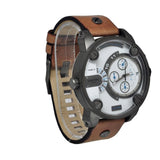 Buy Shop Diesel SBA Dual Time Chronograph White Dial Brown Leather Strap Watch For Men - DZ7269 USA Online