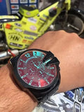 Buy Shop Diesel Uber Chief Chronograph Red Dial Black Steel Strap Watch For Men - DZ7373 USA Online
