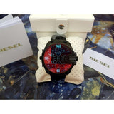 Buy Shop Diesel Uber Chief Chronograph Red Dial Black Steel Strap Watch For Men - DZ7373 USA Online