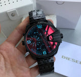 Buy Shop Diesel Uber Chief Chronograph Red Dial Black Steel Strap Watch For Men - DZ7373 USA Online