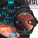 Buy Shop Diesel Uber Chief Chronograph Red Dial Black Steel Strap Watch For Men - DZ7373 USA Online