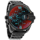 Buy Shop Diesel Uber Chief Chronograph Red Dial Black Steel Strap Watch For Men - DZ7373 USA Online