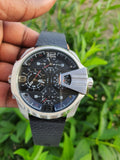 Buy Shop Diesel Uber Chief Oversized 4 Time Black Dial Leather Strap Watch For Men - DZ7376 USA Online