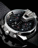 Buy Shop Diesel Uber Chief Oversized 4 Time Black Dial Leather Strap Watch For Men - DZ7376 USA Online