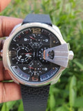 Buy Shop Diesel Uber Chief Oversized 4 Time Black Dial Leather Strap Watch For Men - DZ7376 USA Online