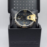 Buy Shop Diesel Uber Chief Two Hand Black Dial Black Leather Strap Watch For Men - DZ7377 USA Online