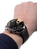 Buy Shop Diesel Uber Chief Two Hand Black Dial Black Leather Strap Watch For Men - DZ7377 USA Online