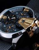 Buy Shop Diesel Uber Chief Two Hand Black Dial Black Leather Strap Watch For Men - DZ7377 USA Online
