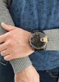 Buy Shop Diesel Uber Chief Two Hand Black Dial Black Leather Strap Watch For Men - DZ7377 USA Online