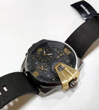 Buy Shop Diesel Uber Chief Two Hand Black Dial Black Leather Strap Watch For Men - DZ7377 USA Online