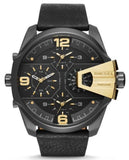 Buy Shop Diesel Uber Chief Two Hand Black Dial Black Leather Strap Watch For Men - DZ7377 USA Online
