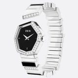 Buy Shop Dior Gem Dior Mother of Pearl Diamonds Black Dial Silver Steel Strap Watch for Women - CD18111X1058 USA Online
