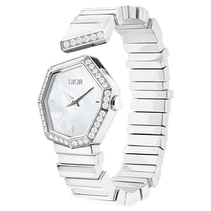 Buy Shop Dior Gem Dior Mother of Pearl Diamonds White Dial White Leather Strap Watch for Women - CD18111X1006 USA Online
