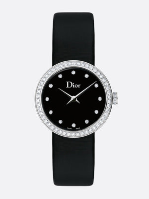 Buy Shop Dior La D De Dior Diamonds Black and Blue Dial Black Leather Strap Watch for Women - CD047111A004 0000 USA Online