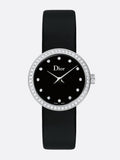 Buy Shop Dior La D De Dior Diamonds Black and Blue Dial Black Leather Strap Watch for Women - CD047111A004 0000 USA Online