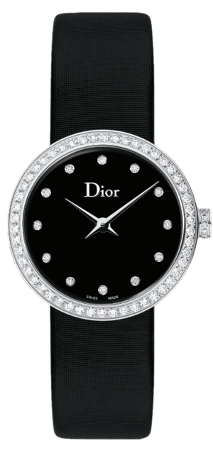 Buy Shop Dior La D De Dior Diamonds Black and Blue Dial Black Leather Strap Watch for Women - CD047111A004 0000 USA Online