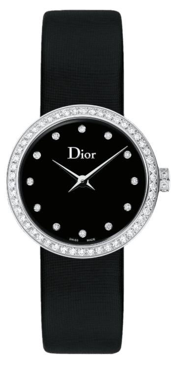 Buy Shop Dior La D De Dior Diamonds Black and Blue Dial Black Leather Strap Watch for Women - CD047111A004 0000 USA Online