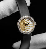 Buy Shop Dior La D De Dior Dior Rose Céleste Diamonds Mother of Pearl Dial Black Leather Strap Watch for Women - CD04711X1001 0000 USA Online