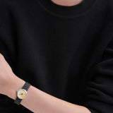 Buy Shop Dior La D De Dior Dior Rose Céleste Diamonds Mother of Pearl Dial Black Leather Strap Watch for Women - CD04711X1001 0000 USA Online