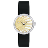 Buy Shop Dior La D De Dior Dior Rose Céleste Diamonds Mother of Pearl Dial Black Leather Strap Watch for Women - CD04711X1001 0000 USA Online