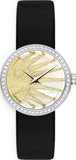 Dior La D De Dior Dior Rose Céleste Diamonds Mother of Pearl Dial Black Leather Strap Watch for Women - CD04711X1001 0000