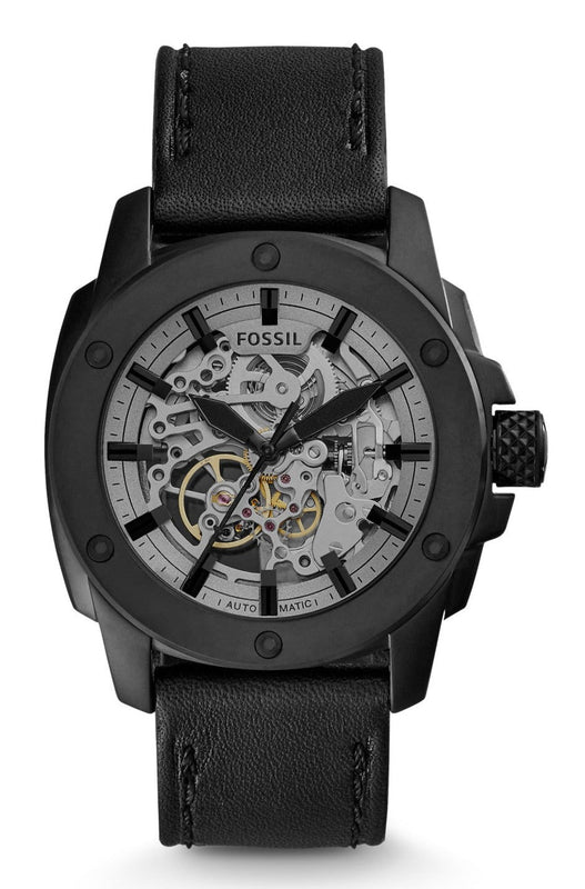 Buy Shop Fossil Modern Machine Automatic Skeleton Grey Dial Black Steel Strap Watch for Men - ME3134 USA Online